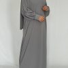 abaya soie de médine gris