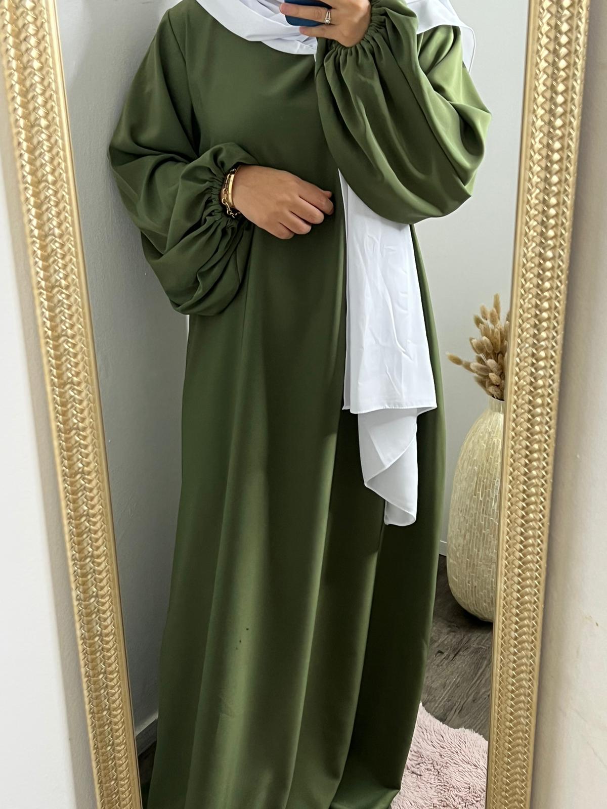 abaya tablier kaki