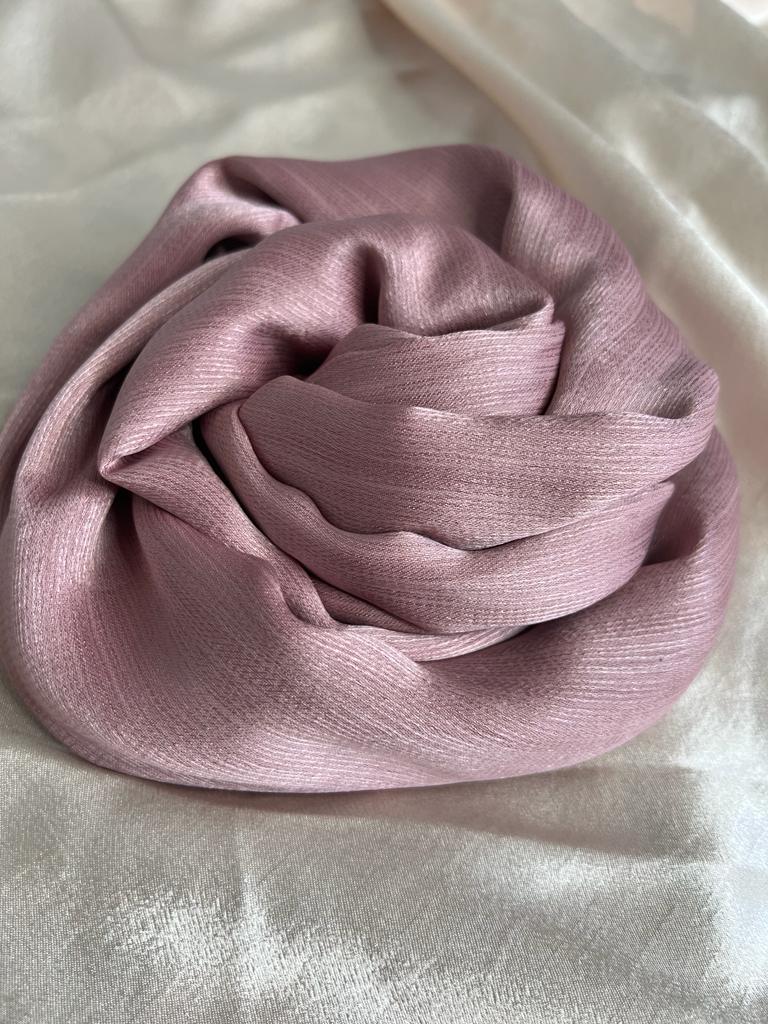 hijab satin rayé rose