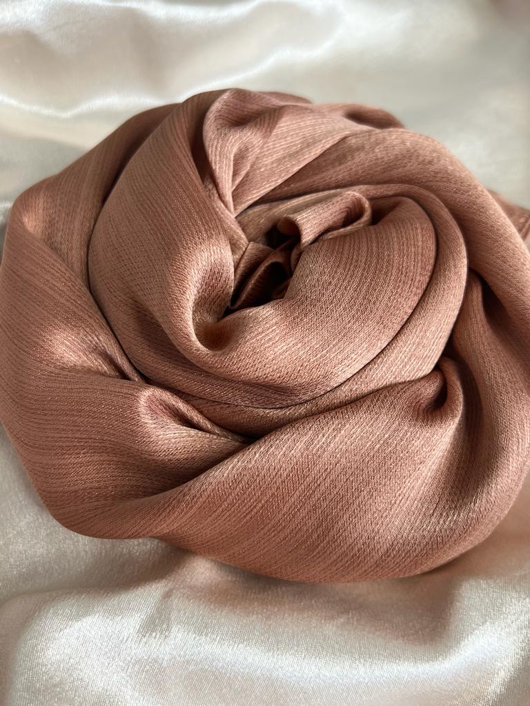 voile hijab satin rayé bronze